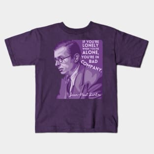 Jean-Paul Sartre Portrait and Quote Kids T-Shirt